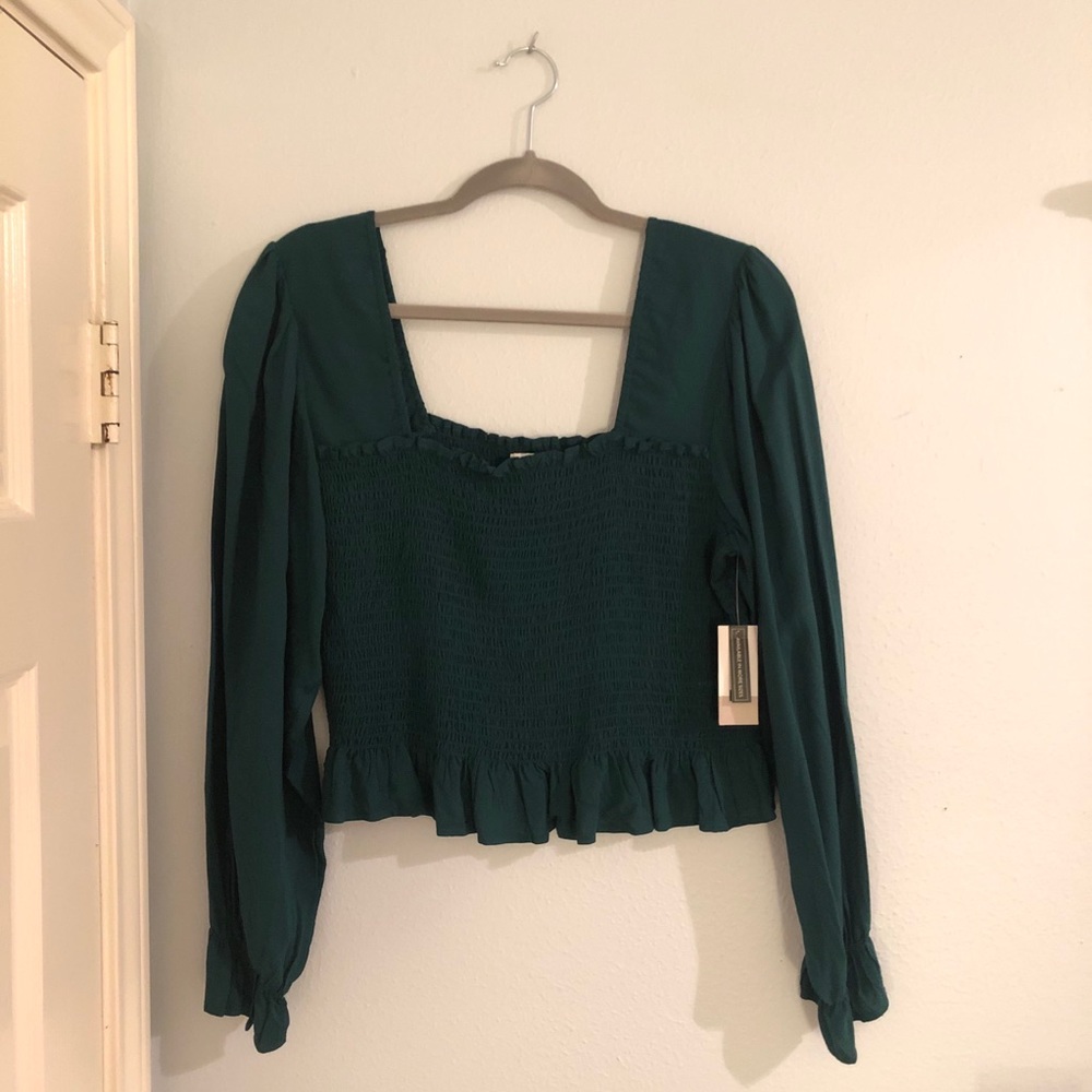 BP Square Neck Crop Top with Puff Sleeves